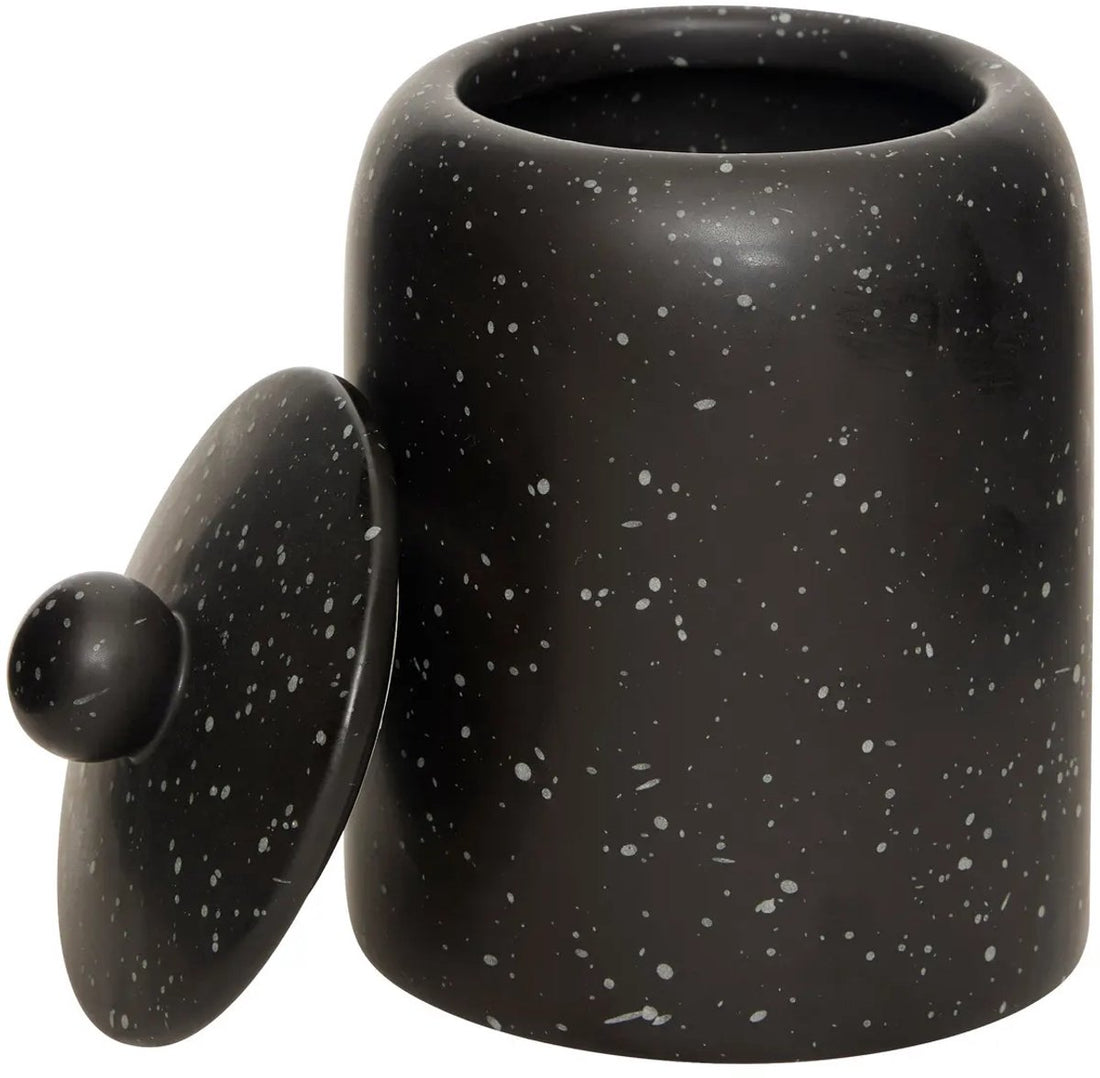 Keramische voorraadpot zwart – dolomiet aardewerk, luchtdicht, Ø 10 x H 15 cm – foto 2