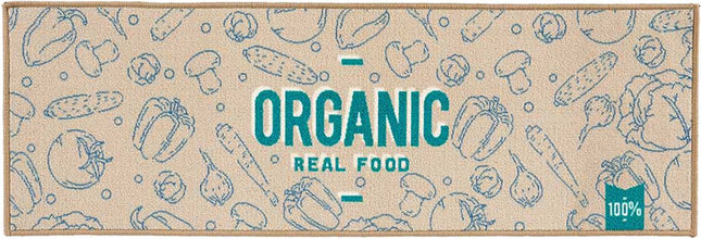 Keukenloper Organic Real Food – beige/groen, 40 x 120 cm