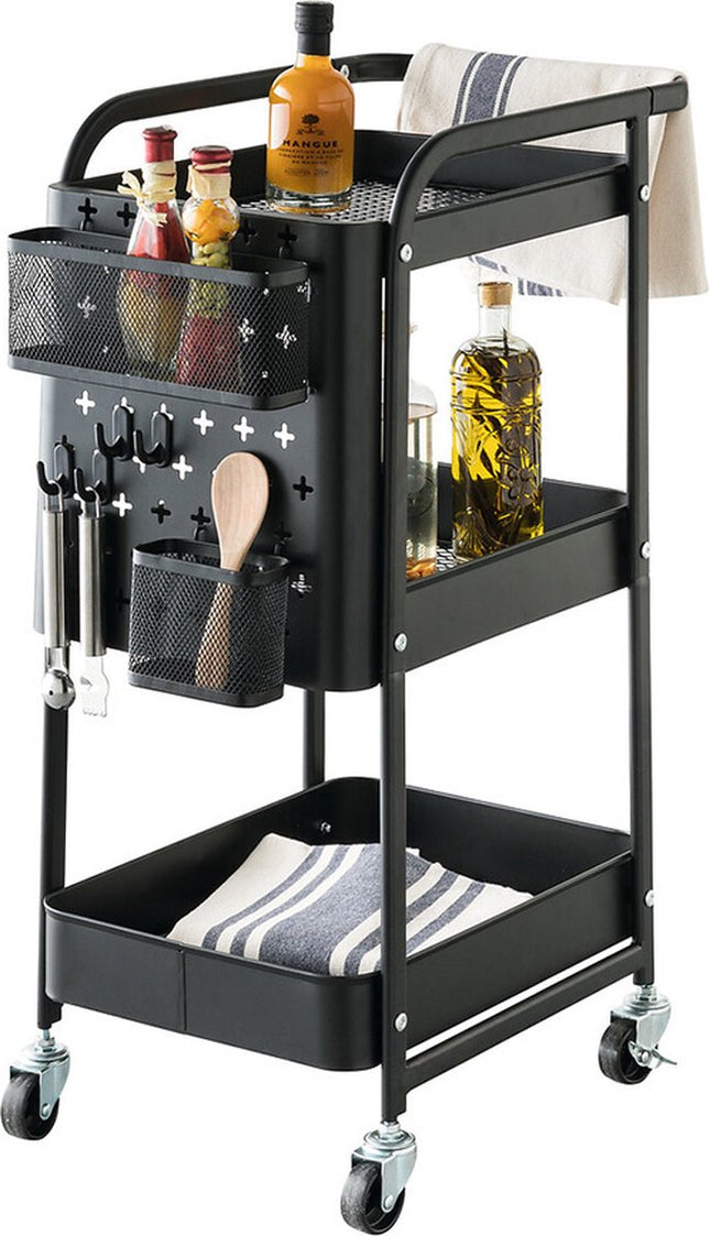 Chariot de cuisine noir avec accessoires