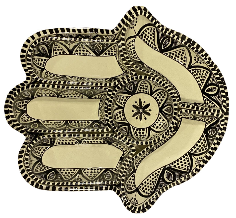 Khamsa hapjesbord met 6 dipschaaltjes – handgemaakt keramiek, 34 x 32 cm – foto 4