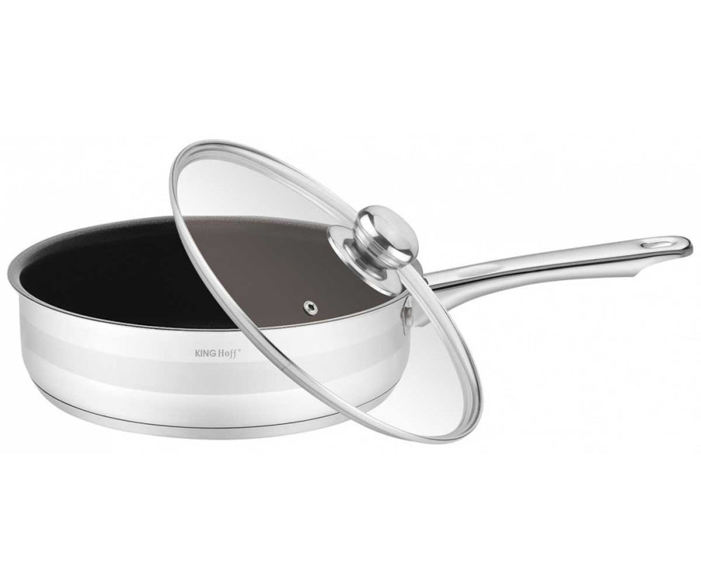 Kinghoff RVS braadpan met deksel – Ø 24 cm, voor alle kookplaten