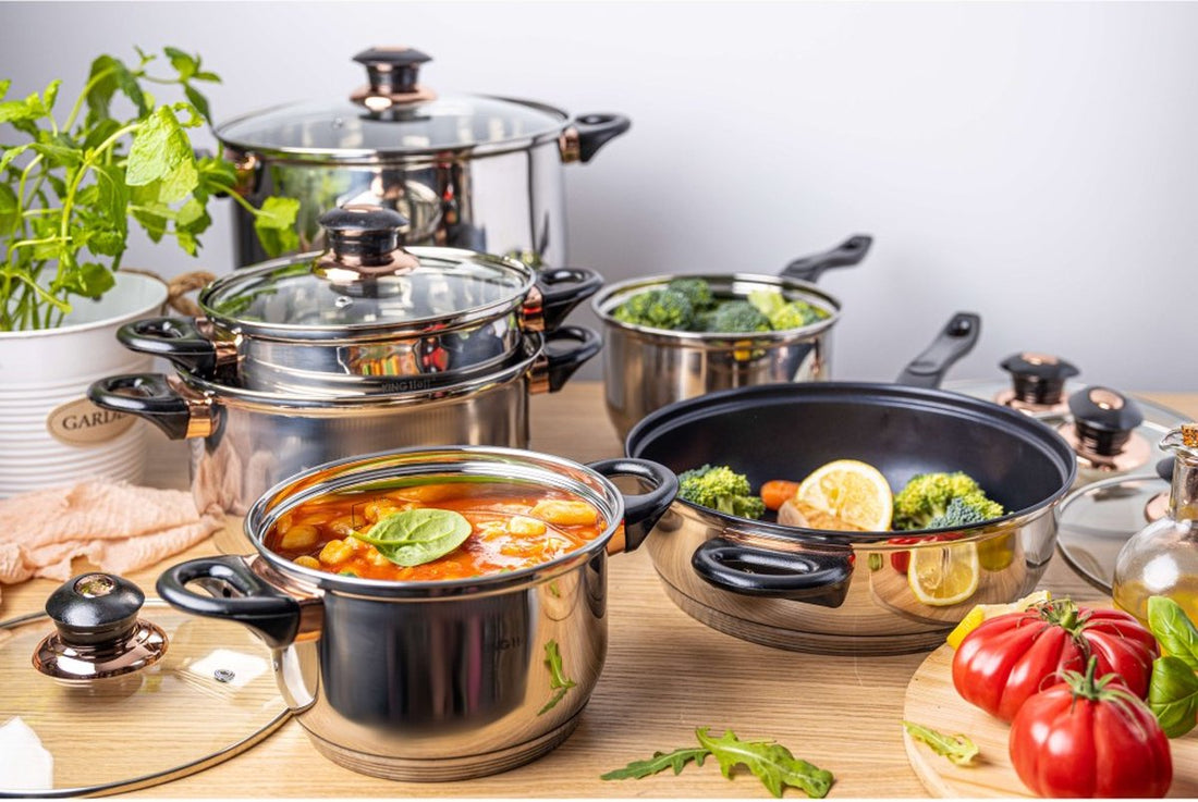 Kinghoff - Set de casseroles - 12 pièces - Acier inoxydable de haute qualité - Fond thermique