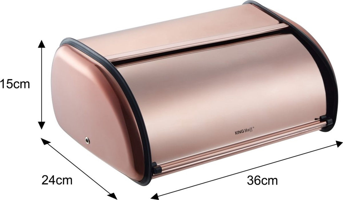 Kinghoff 1840 broodtrommel van metaal – rose gold, 36 x 24 x 15 cm – foto 2