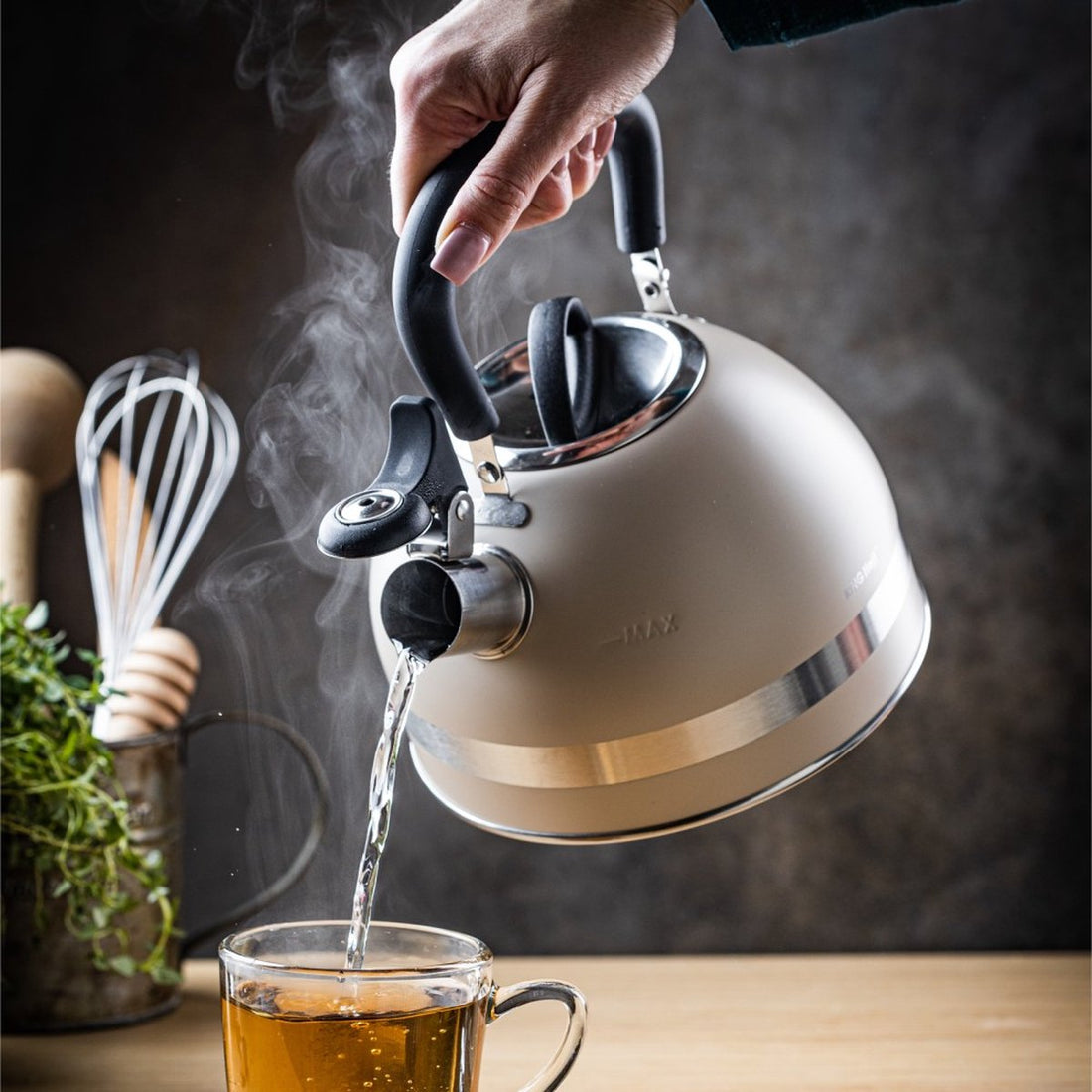Kinghoff 1854 fluitketel RVS – 1,8 liter, crème, ook voor inductie – foto 2