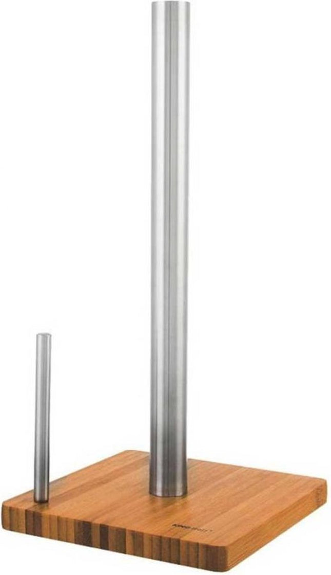 Kinghoff keukenrolhouder rvs met bamboe voet – ook voor XXL-rollen, 33 cm – foto 2