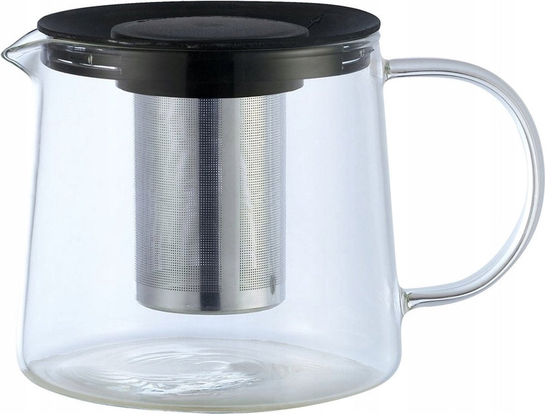 Kinghoff glazen theekan met RVS-filter – 1 liter, voor (kruiden)thee
