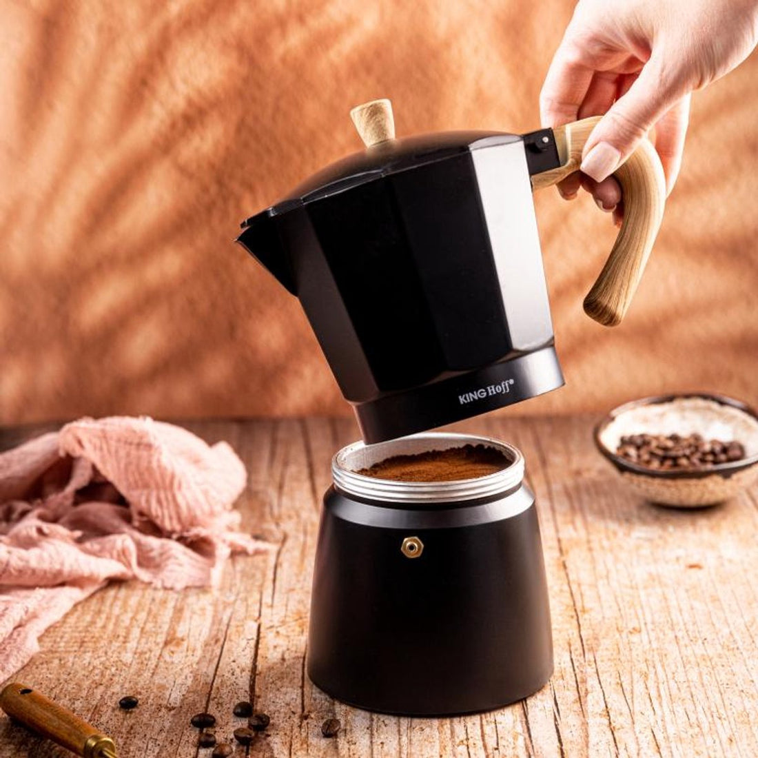 Kinghoff KH-1887 espressomaker aluminium – 9 kopjes, 450 ml, zwart, inductie – foto 3