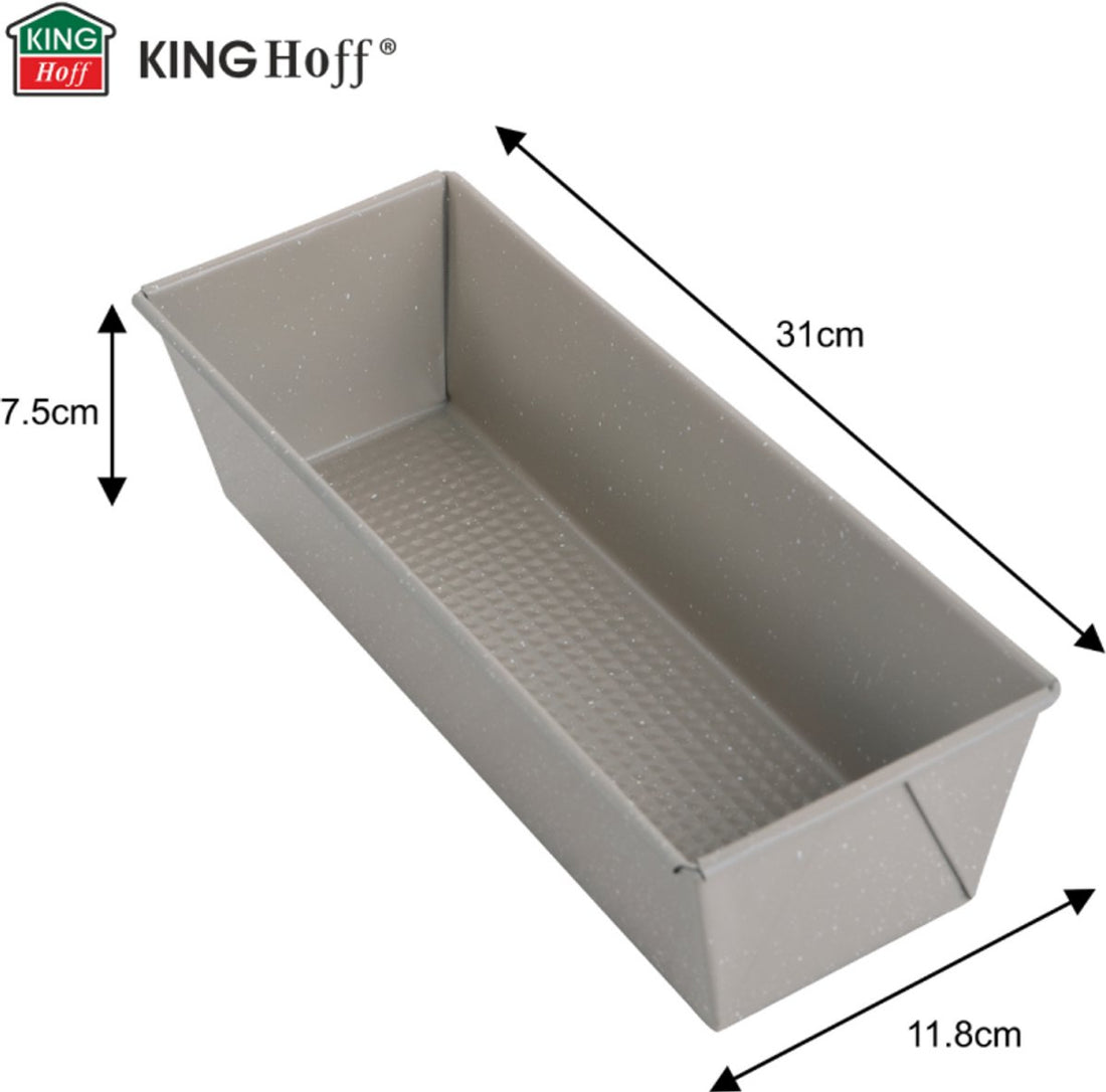 KINGHoff Bakvorm 31 cm - Fruitcakevorm voor Cake en Brood - Koolstofstaal met Anti-Aanbak Laag - Ovenbestendig tot 220°C - Beige Marmervorm KH-1972