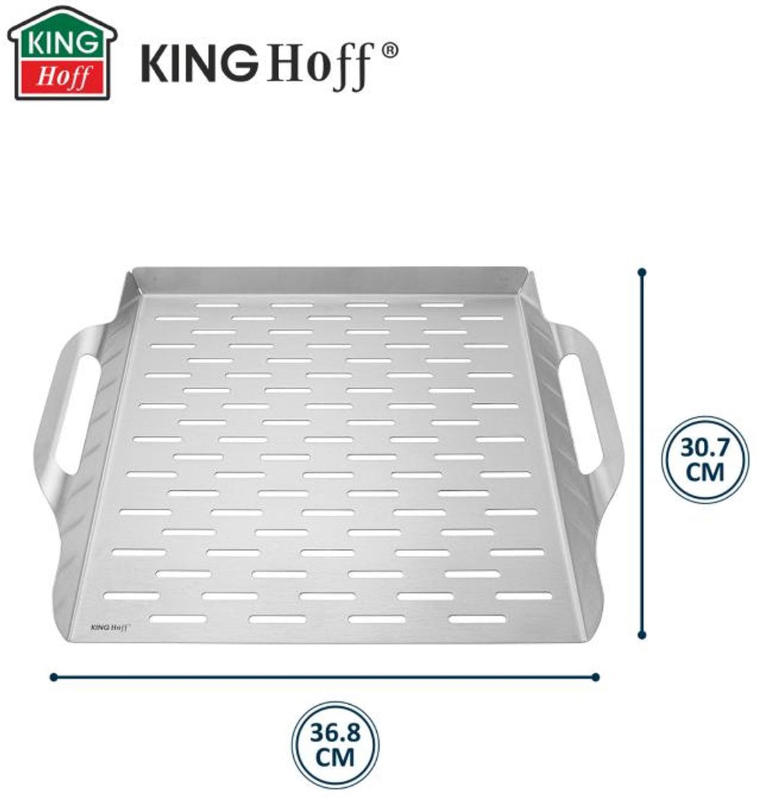 Kinghoff KH-1917 diepe grillbak – rvs barbecue bak met handvatten, 37 x 31 cm – foto 3