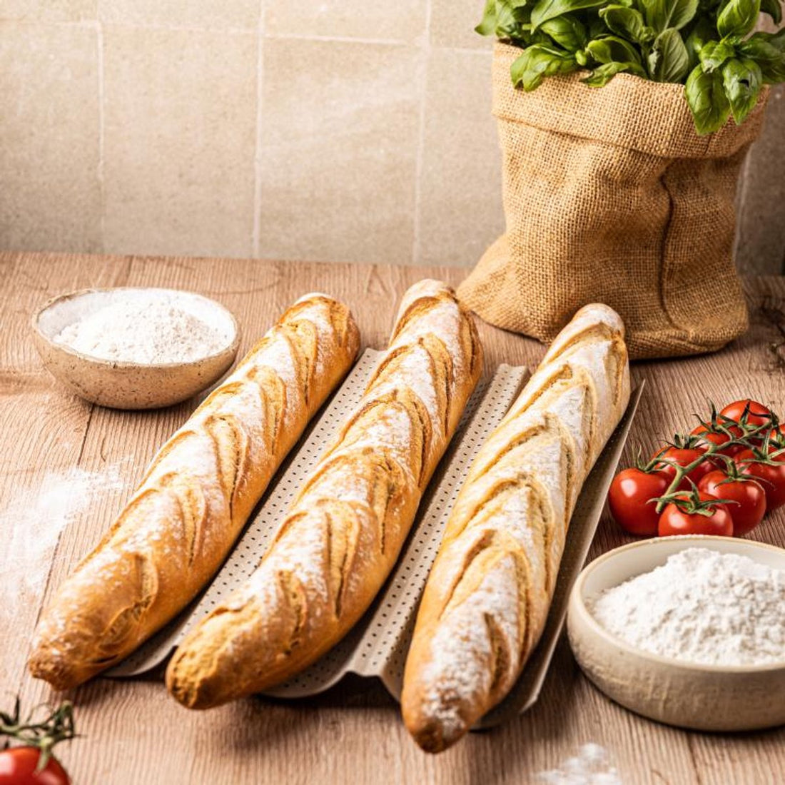 Kinghoff KH-1970 geperforeerde baguettevorm – stokbrood bakvorm, 3 gleuven – foto 3