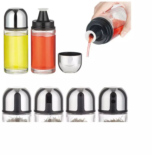 Kinghoff KH1647 olie-, azijn-, peper- en zoutstel – 5-delig, glas en RVS – foto 2