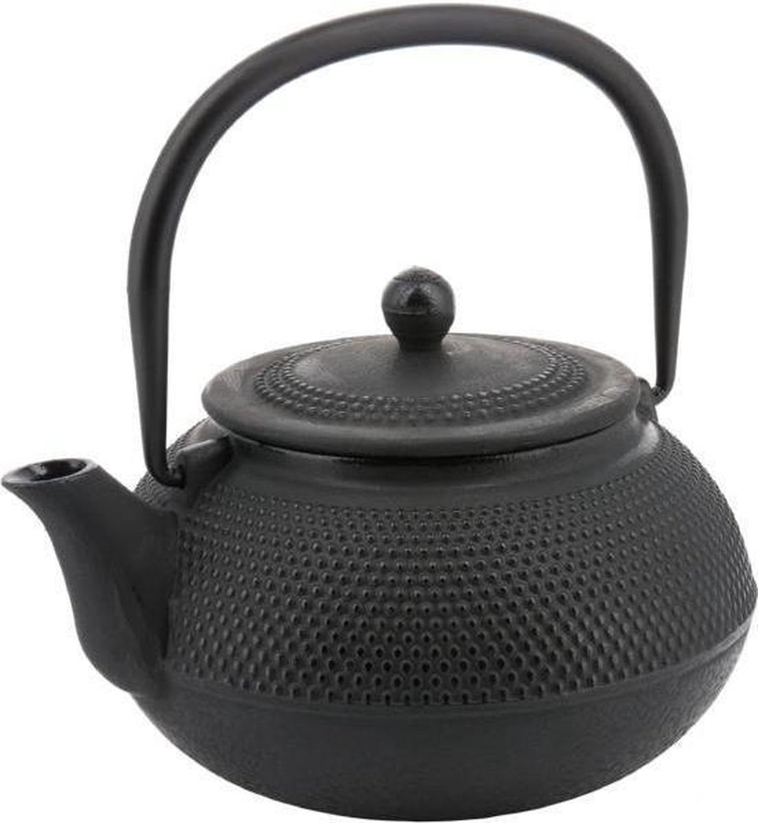 Kinghoff theepot van gietijzer met rvs-filter – 0,85 liter, zwart