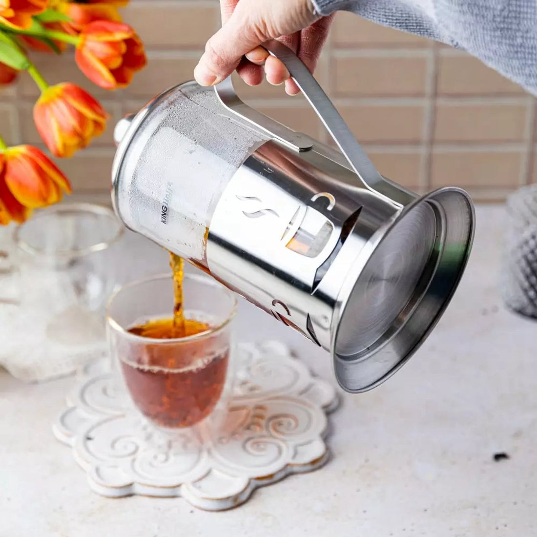 Kinghoff KH4832 theezetter van glas en RVS – theepot 0,8 liter – foto 3