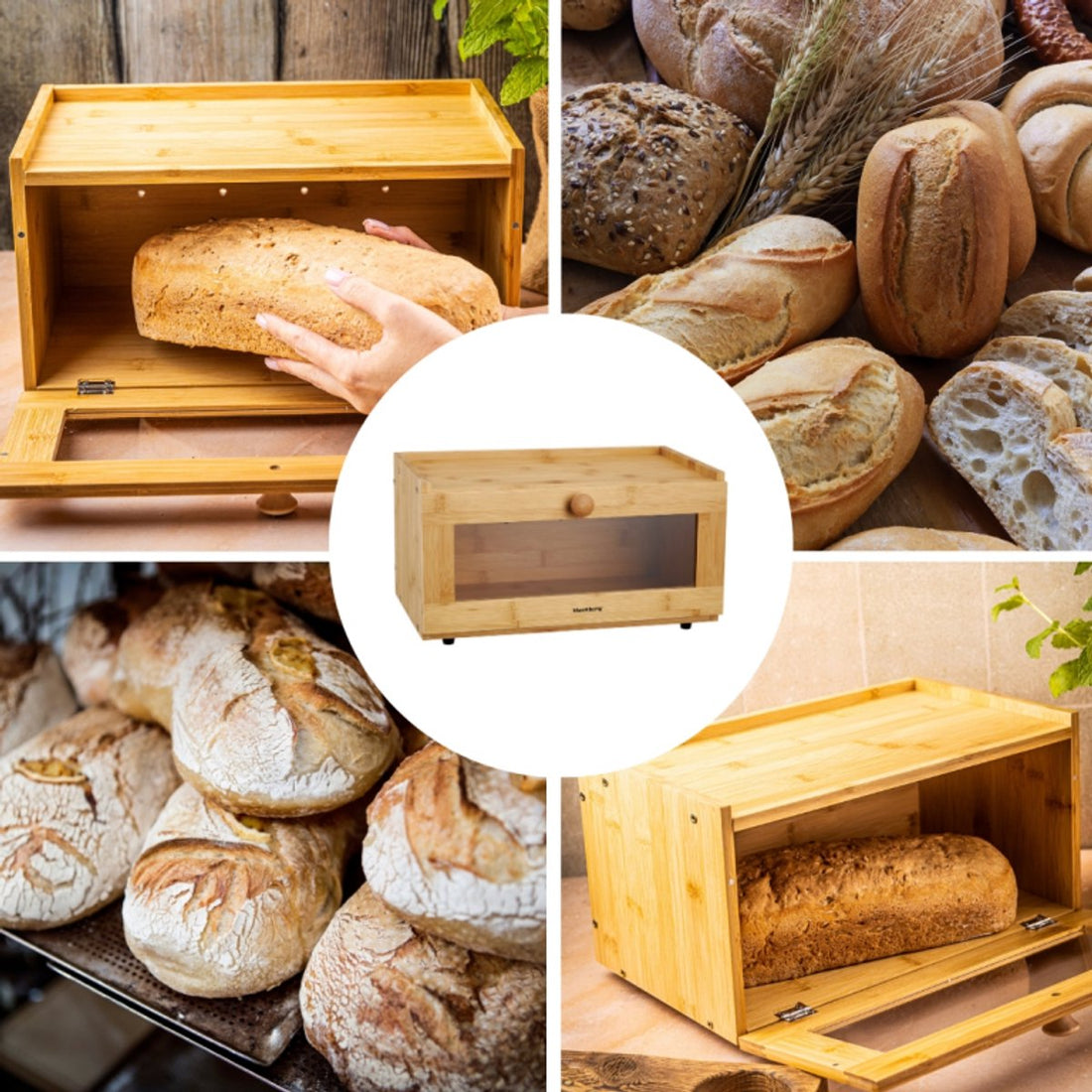 KLAUSBERG Bamboe Brooddoos Met Acryl Front - 35, 5 x 24 x 18 cm - Natuurlijke Broodopslag - KB-7923 - Broodtrommel - Brood vershouddoos