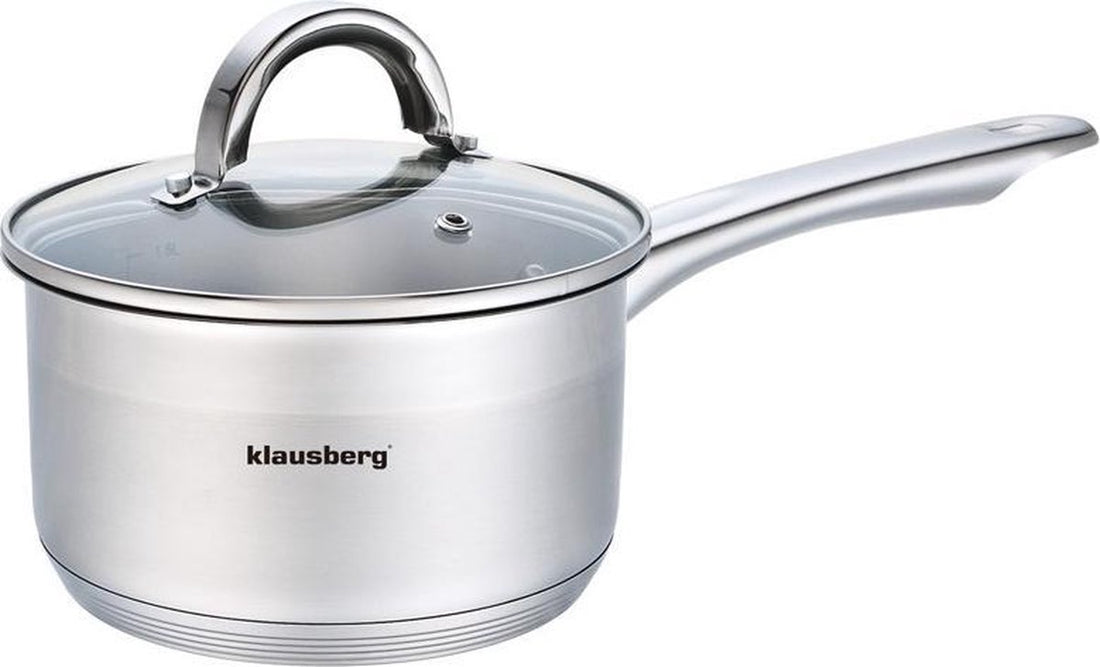 Klausberg steelpan met deksel – sauspan 18 cm, 2,1 liter, edelstaal