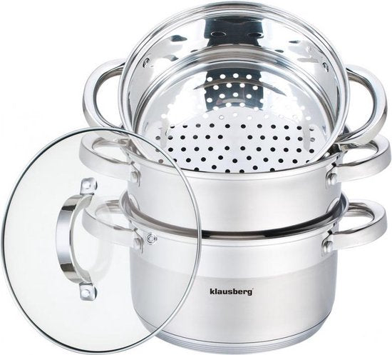 Klausberg 7139 stoompan 4-delig – RVS, Ø 20 cm, ook voor inductie