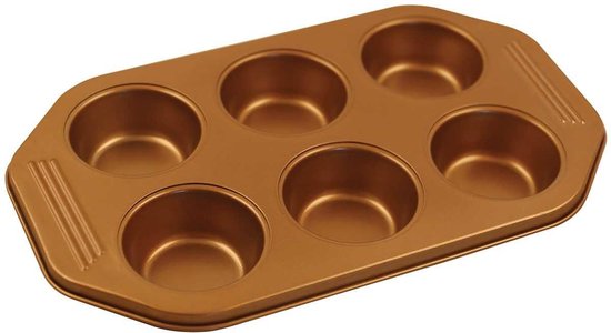 Klausberg 7375 muffinbakplaat voor 6 muffins – koolstofstaal, 31 x 18,5 cm