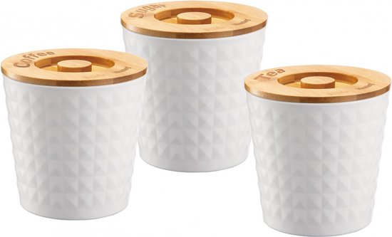 Klausberg 7487 voorraadbussen van staal en bamboe – zwart of wit, Ø 13,5 cm