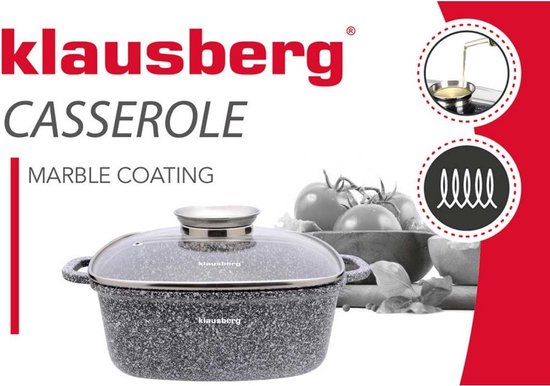 Poêle à frire Klausberg - faitout - 28 cm - 6,5 L - revêtement en marbre - couvercle aroma