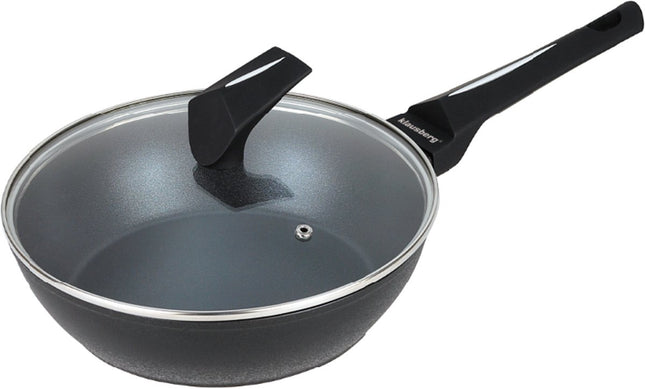 Klausberg zwarte diepe koekenpan met deksel – Ø 24 of 28 cm, inductie