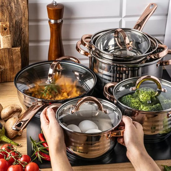 Klausberg 7700 pannenset 12-delig – RVS kookpannen 16 tot 24 cm met deksels – foto 2