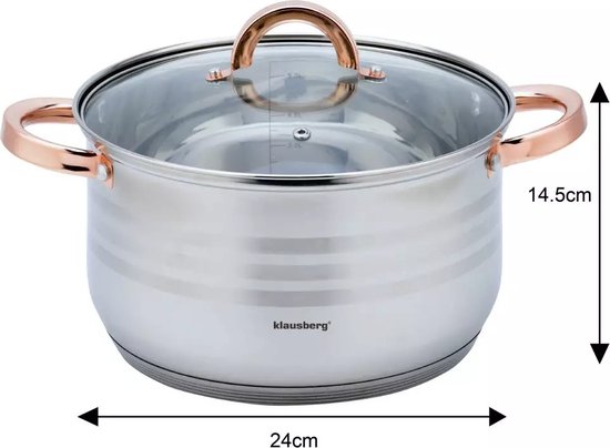 Klausberg 7700 pannenset 12-delig – RVS kookpannen 16 tot 24 cm met deksels – foto 3