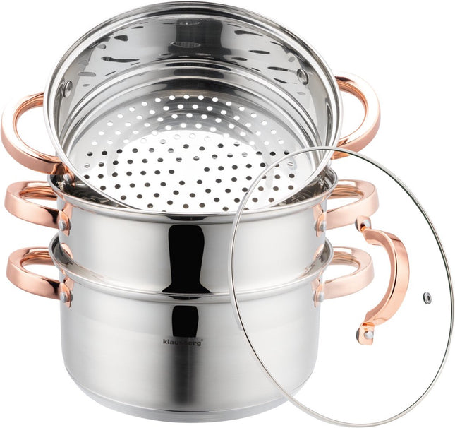 Klausberg 7732 stoompan 4-delig – rvs, Ø 22 cm, 4 liter, ook voor inductie – foto 2