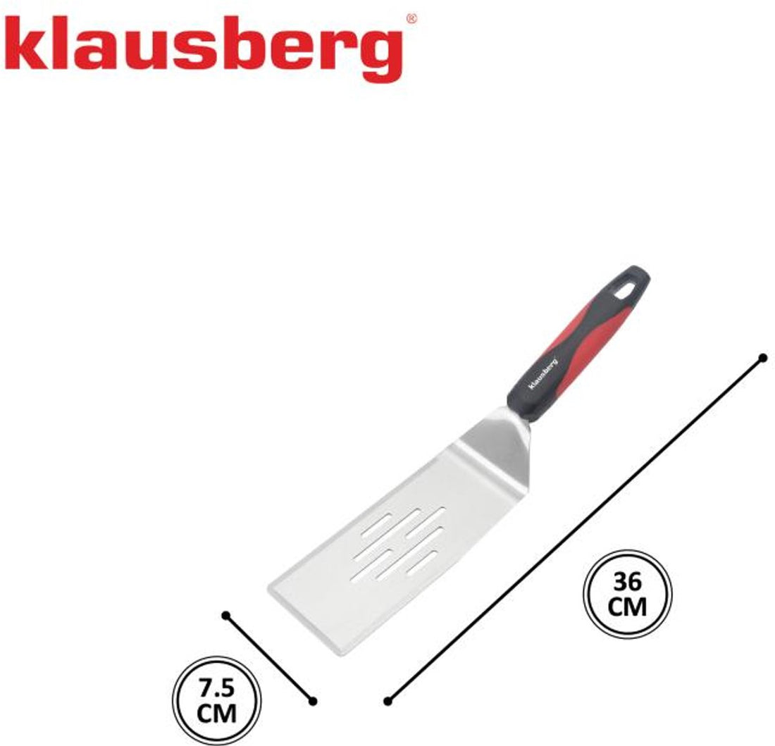 Spatule de barbecue Klausberg KB-7897 - Spatule en acier inoxydable de 36 cm avec manche en plastique pour barbecue - Convient à tous les barbecues - y compris Kamado / Weber