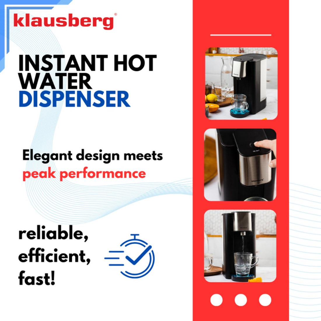 Klausberg KB7877 kokend water dispenser – 2,5 liter, 2600 W, zwart en RVS – foto 3