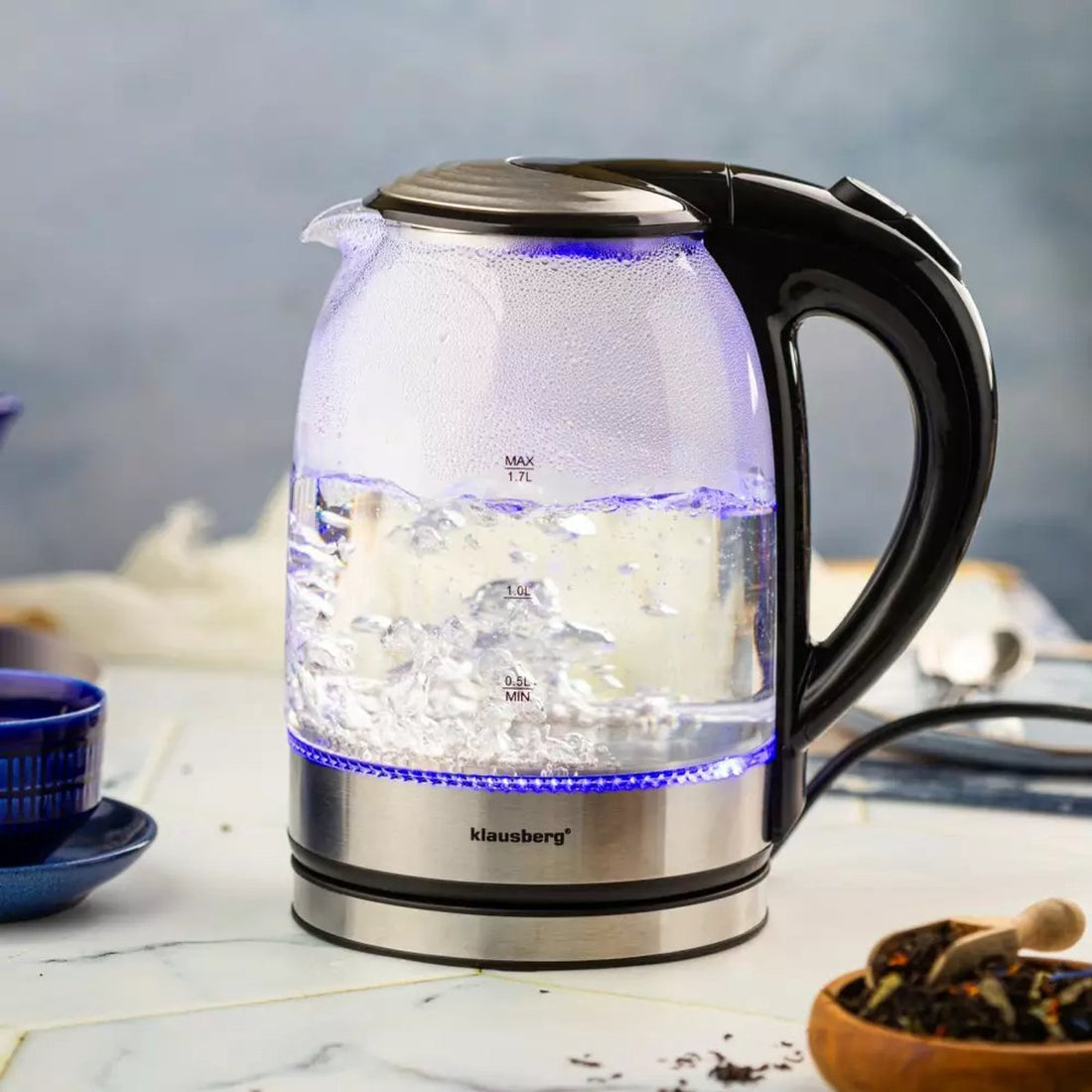 Klausberg KB7886 glazen waterkoker 1,7 liter – 1800 W, RVS 304, ledverlichting – foto 3