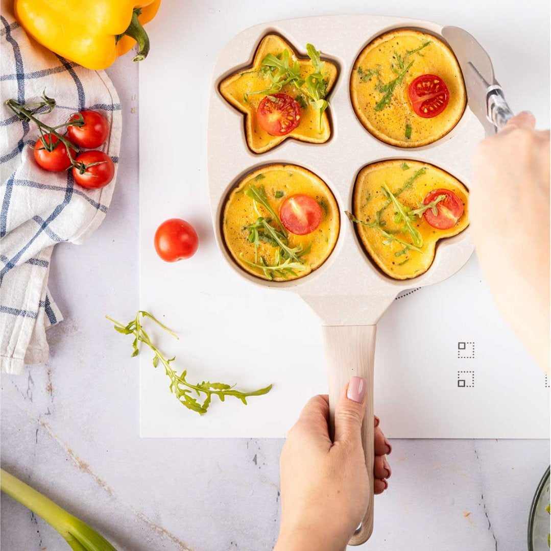 Klausberg KB-7809 eier- en pannenkoekenpan – ster, hart en 2 rondjes, crème – foto 5