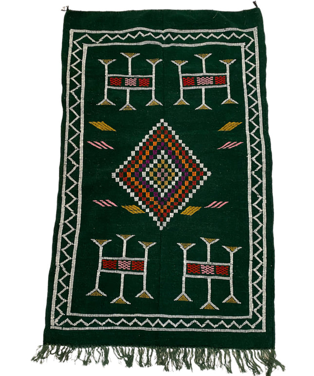 Marokkaanse kelimkleed donkergroen 100 x 150 cm