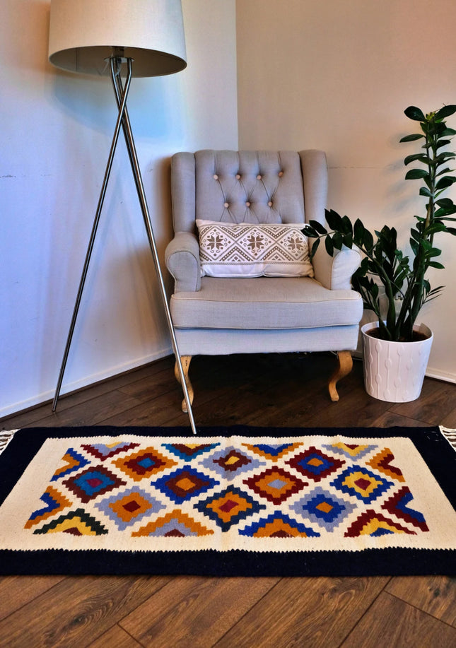 Handgeweven kelim vloerkleed van Egyptische wol – Senon, 70 x 150 cm