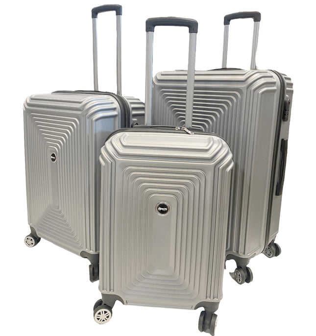 3-delige kofferset hardcase met TSA-slot – zilver, maten S, M en L