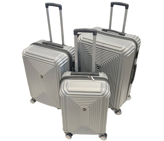 3-delige kofferset hardcase met TSA-slot – zilver, maten S, M en L – foto 2