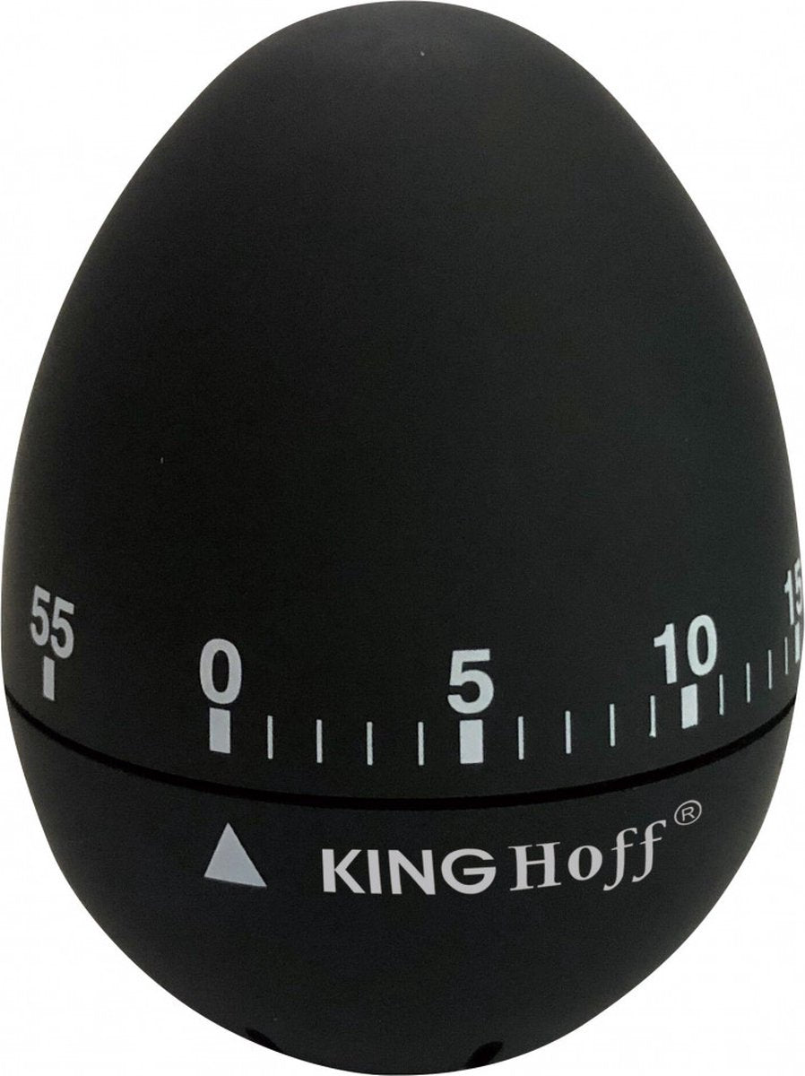 Kinghoff 1620 mechanische kookwekker zwart – 60 minuten, RVS en rubber – foto 2