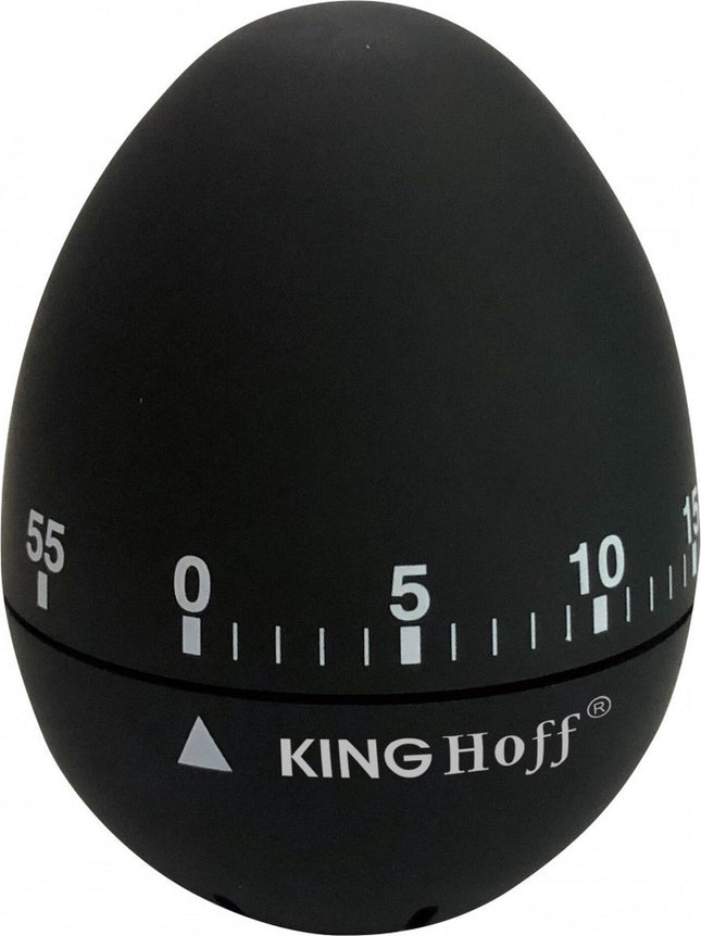 Kinghoff 1620 mechanische kookwekker zwart – 60 minuten, RVS en rubber – foto 2