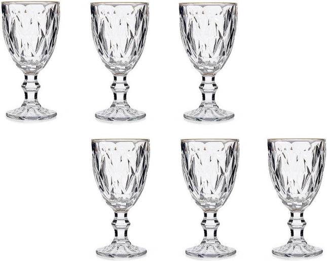 Glazen op voet met gouden rand – set van 6, kristal look, 254 ml – foto 2