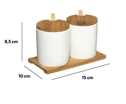 Secret de Gourmet kruidenpotjes met lepel – 2 x 280 ml, bamboe deksel – foto 4