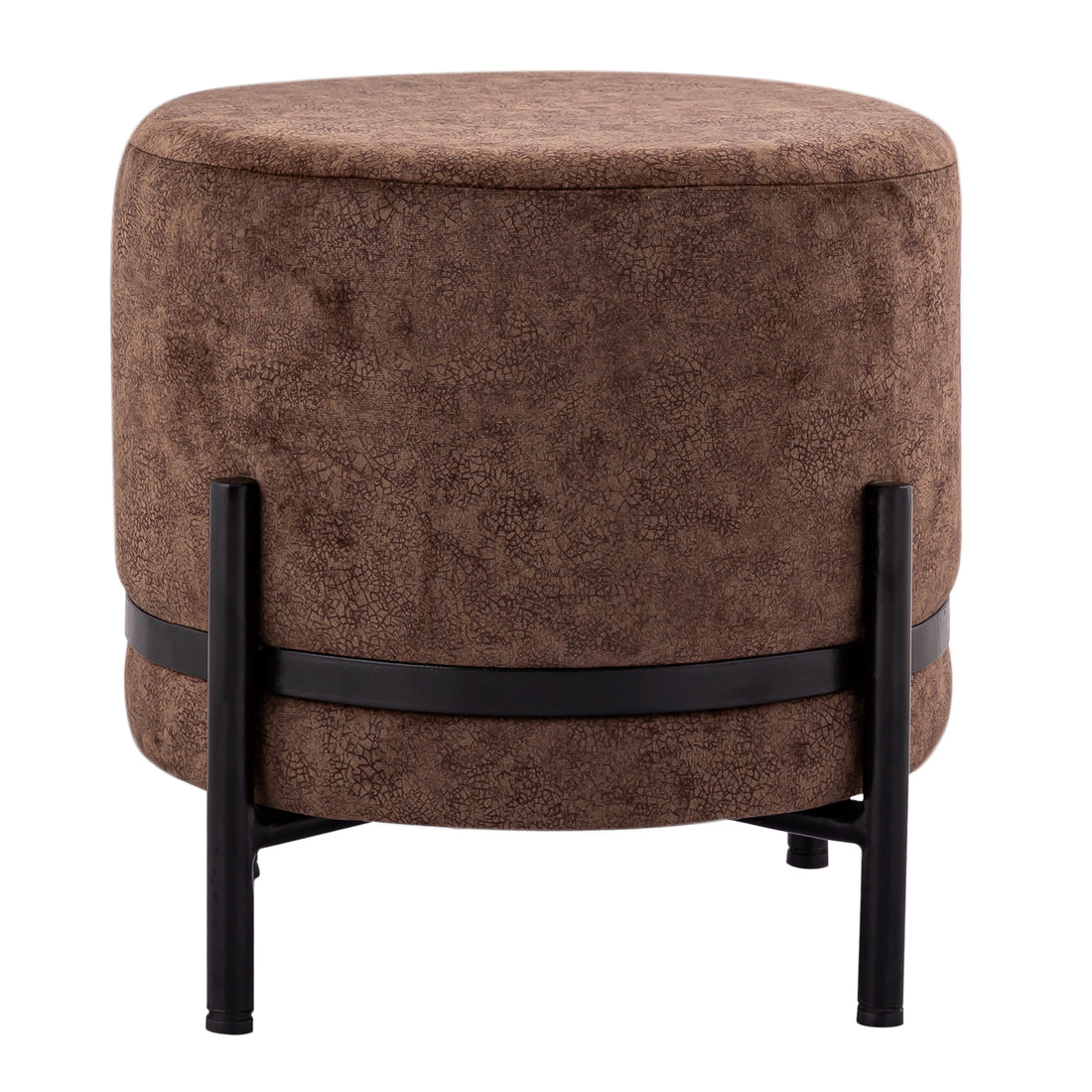 Poef kruk in suèdelook – Ø 35 cm, 37 cm hoog, met ijzeren frame
