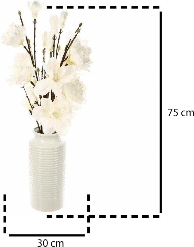 Kunstbloemen magnolia in witte vaas – kunstboeket, 75 cm – foto 2