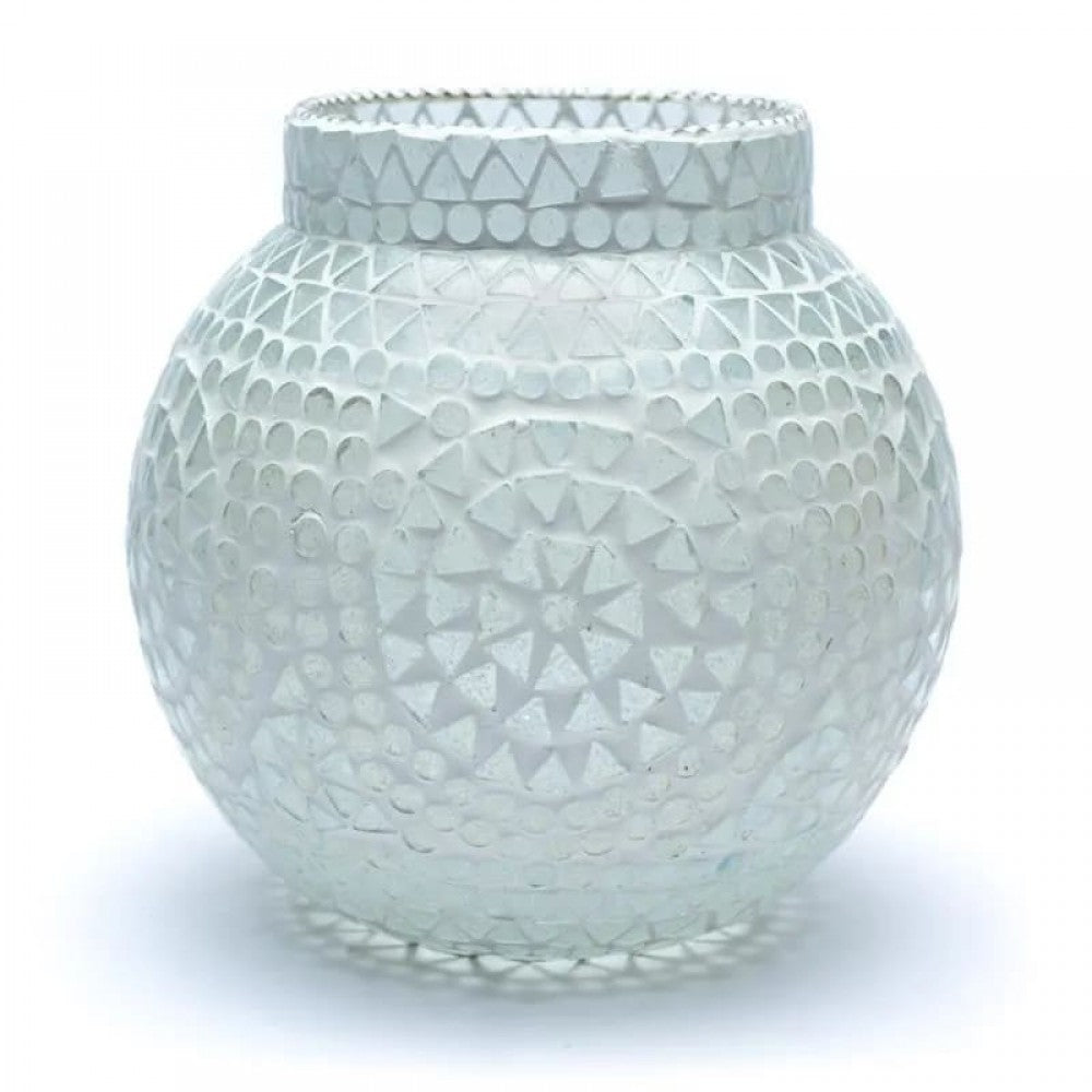 Mosaic tea light holder white 18 CM