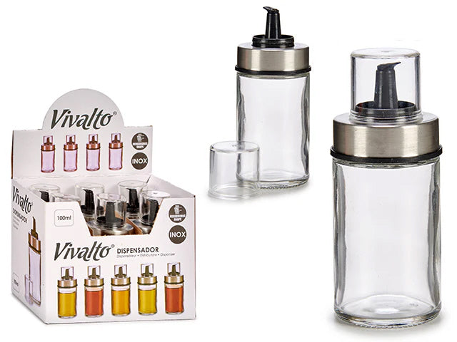 Vivalto glazen oliefles 100 ml – set van 6 voor olie, azijn of citroensap