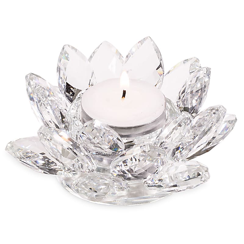 Lotus kaarshouder van kristalglas – voor waxinelichtjes, ca. 11 x 5,5 cm