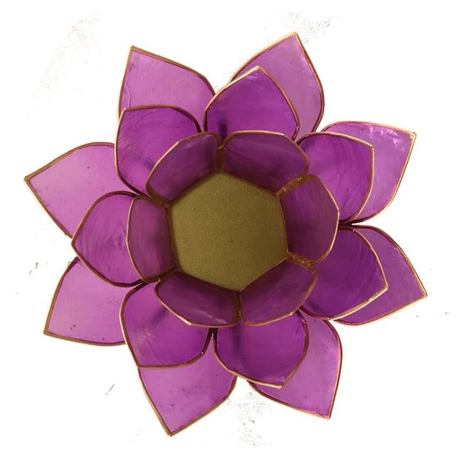Lotus sfeerlicht lila met goudrand – waxinelichthouder, Ø 13,5 cm – foto 2
