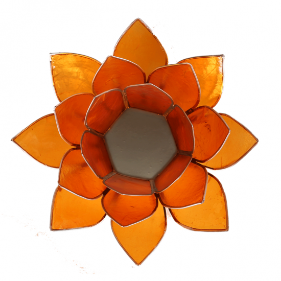 Lotus sfeerlicht oranje – kaarsenhouder van Capiz schelp, 13,5 cm – foto 2
