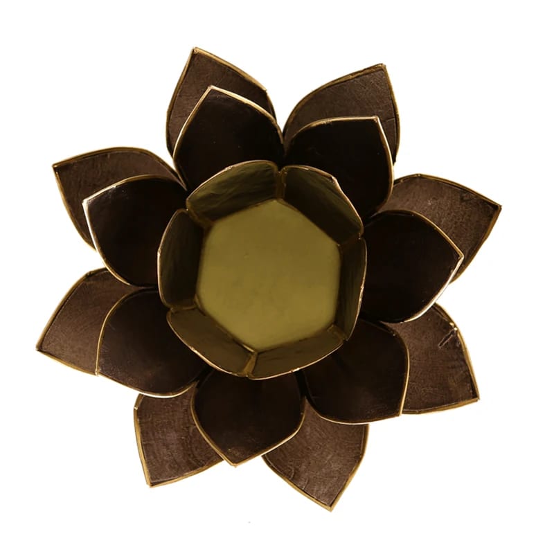 Lotus sfeerlicht van capizschelp – zwart met goudrand, 13,5 cm – foto 2