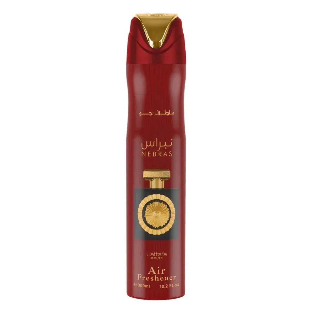 Lattafa Pride Nebras – Luchtverfrisser 300 ml – Luxe Huisspray – Huisparfum – Roomspray – Vanille, Cacao, Rode Bessen & Mandarijn