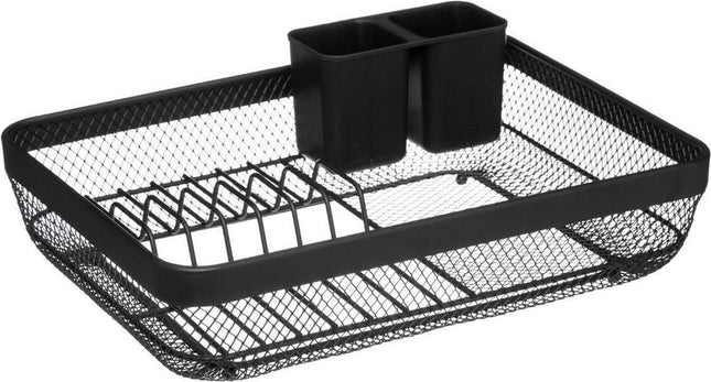 Afdruiprek zwart met lekbak – metalen afwasrek, 43 x 32 cm – foto 2