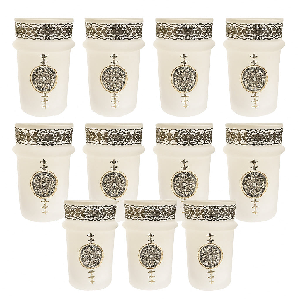 Hakal Malaki Marokkaanse theeglazen – matglas met zilver, 9 cm, set van 12
